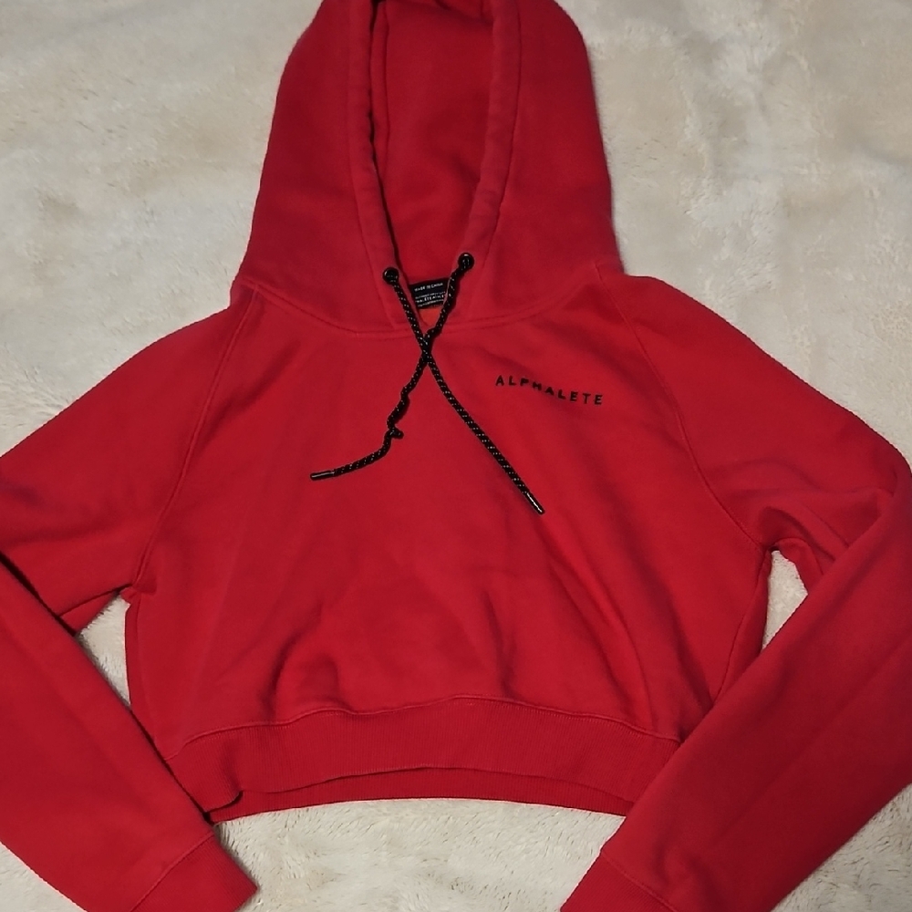 Alphalete Pink Cropped Hooded Sweatshirt